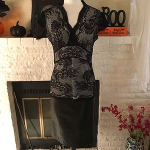 Sexy but still classy Lace top with leather skirt
